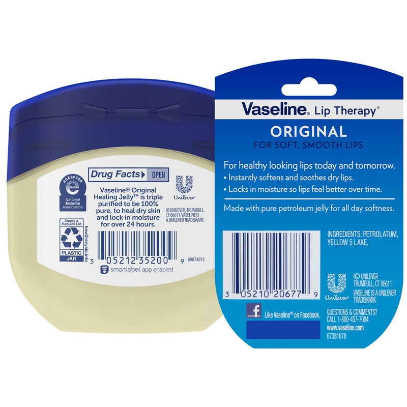 Vaseline Original Healing Jelly, Skin Protectant with 100% White Petrolatum + Original Lip Therapy for Soft, Smooth Lips - Image 2